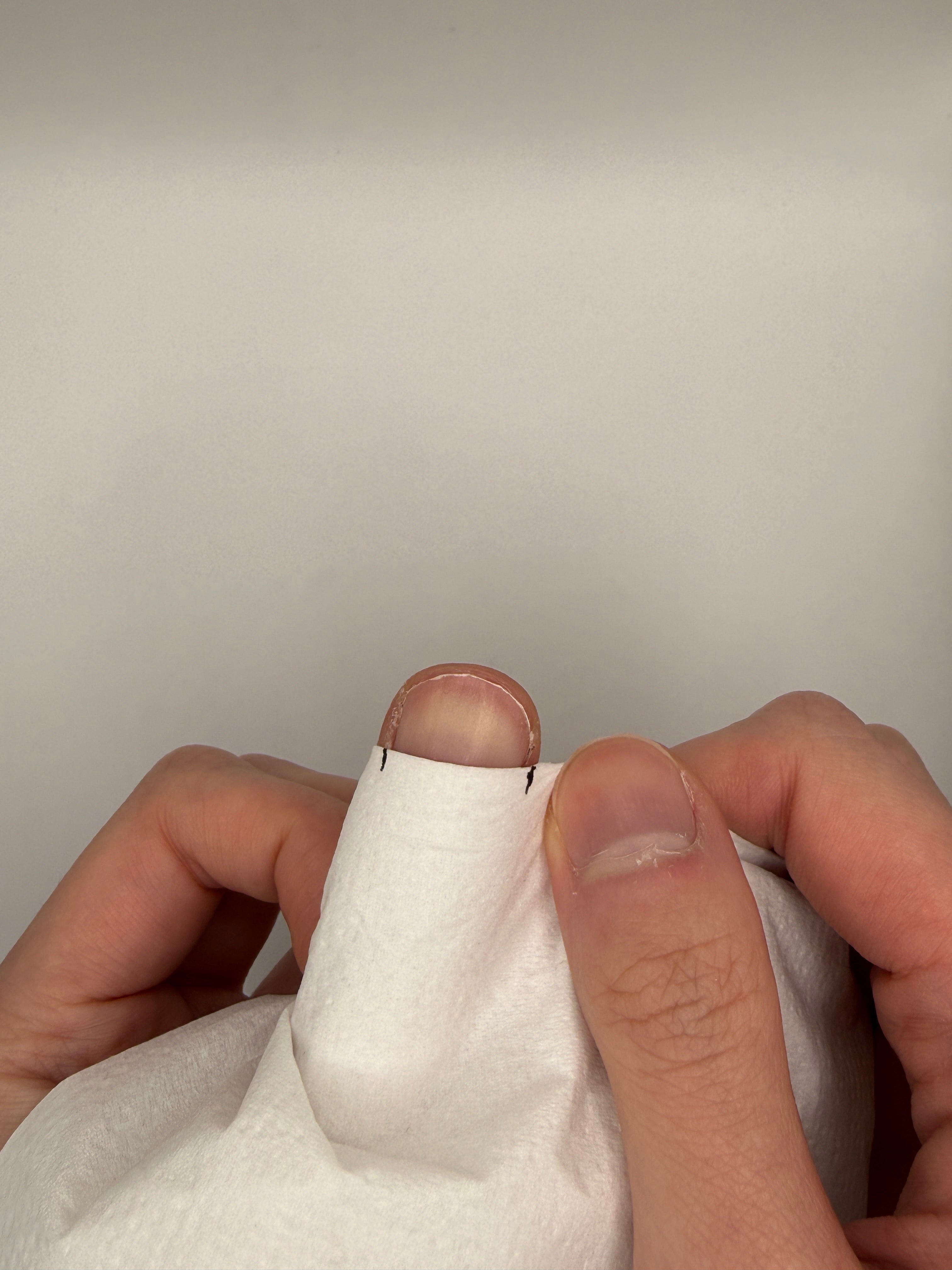Measuring a nail with paper, step 1